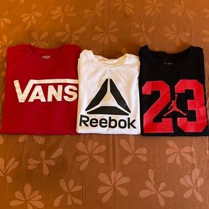 Lot of 3 Boy's T-Shirts/Tees: Jordan, Vans, Reebok ... Size M(10/12) Medium Boy